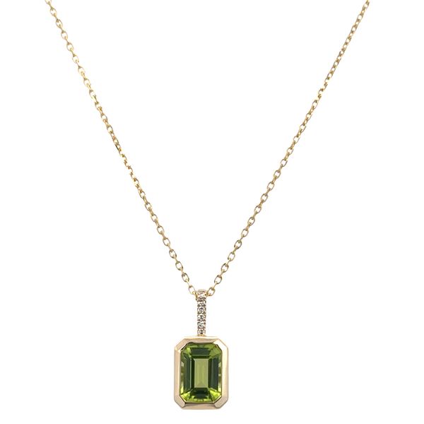 14k Yellow Gold Peridot & Diamond Pendant Necklace – Adjustable Perry's Diamonds & Estate Jewelry Charlotte, NC