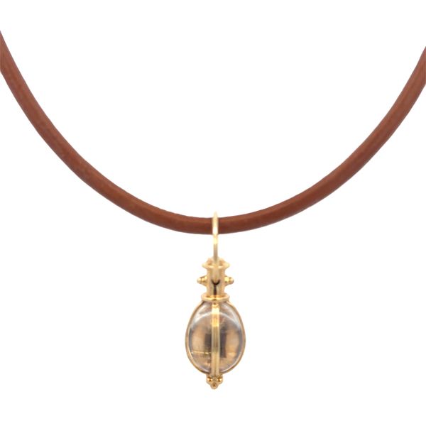 Estate Temple St. Clair 18k Yellow Gold Rock Crystal Pendant on Leather Cord Image 2 Perry's Diamonds & Estate Jewelry Charlotte, NC
