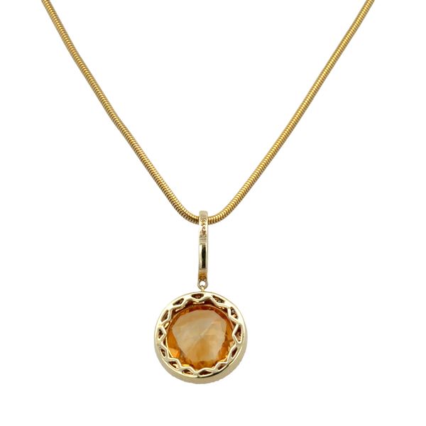 14k Yellow Gold 11.35 Carat Citrine & Diamond Halo Pendant Necklace – 18