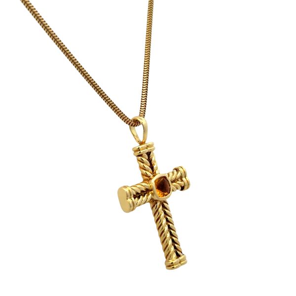 Estate David Yurman 14k Yellow Gold Citrine Chevron Cross Pendant Necklace Image 2 Perry's Diamonds & Estate Jewelry Charlotte, NC
