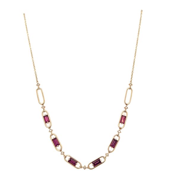 Garnet and Diamond Necklace in Yellow Gold Image 3 Perry's Diamonds & Estate Jewelry Charlotte, NC