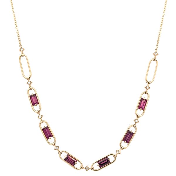 Garnet and Diamond Necklace in Yellow Gold Perry's Diamonds & Estate Jewelry Charlotte, NC