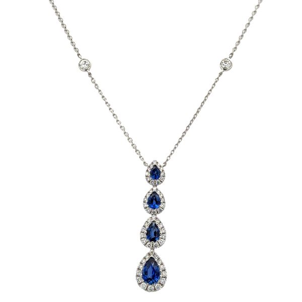 14k White Gold Sapphire and Diamond Drop Necklace Perry's Diamonds & Estate Jewelry Charlotte, NC