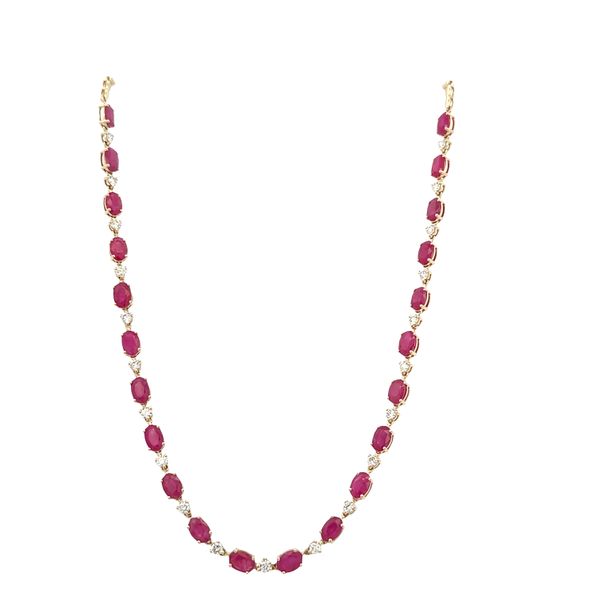 14k Yellow Gold Ruby & Diamond Alternating Necklace – 18
