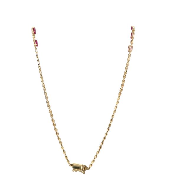 14k Yellow Gold Ruby & Diamond Alternating Necklace – 18