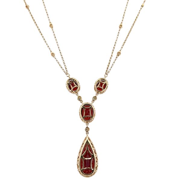 14k Yellow Gold Garnet & Diamond Y-Style Necklace – 16