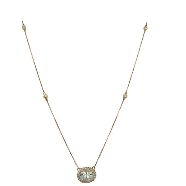 14k Yellow Gold Prasiolite & Diamond Station Necklace – 18