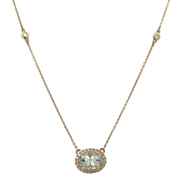 14k Yellow Gold Prasiolite & Diamond Station Necklace – 18