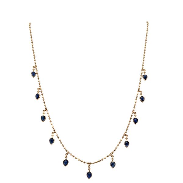 14k Yellow Gold Sapphire & Diamond Station Necklace – Adjustable 18