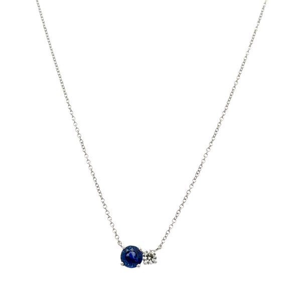 14k White Gold Sapphire & Diamond Station Necklace – 18