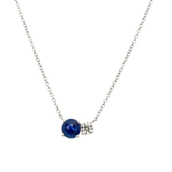 14k White Gold Sapphire & Diamond Station Necklace – 18