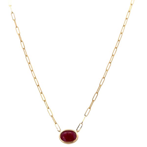 14k Yellow Gold Ruby Paperclip Chain Necklace – 18