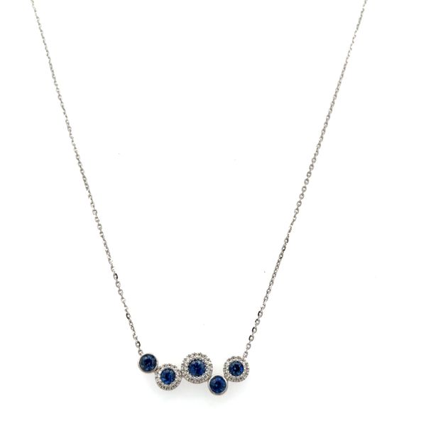 14k White Gold Sapphire & Diamond Geometric Necklace – 18