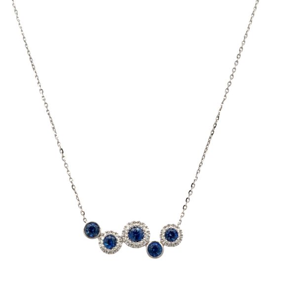14k White Gold Sapphire & Diamond Geometric Necklace – 18