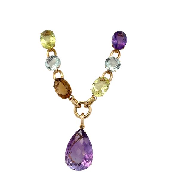 Estate Roberto Coin 18k Yellow Gold Ipanema Multi-Gemstone Statement Necklace – 20