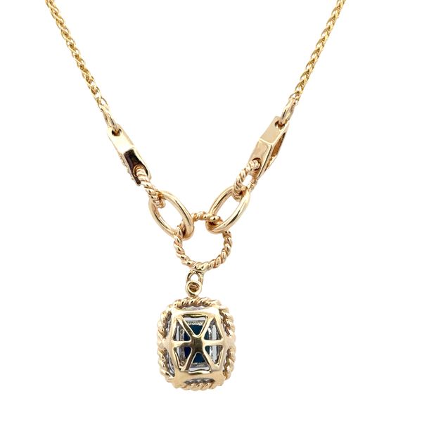 14k Yellow Gold Sapphire & Diamond Y Necklace – 18