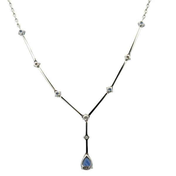 18k White Gold Blue Sapphire & Diamond Y-Style Drop Necklace Image 2 Perry's Diamonds & Estate Jewelry Charlotte, NC