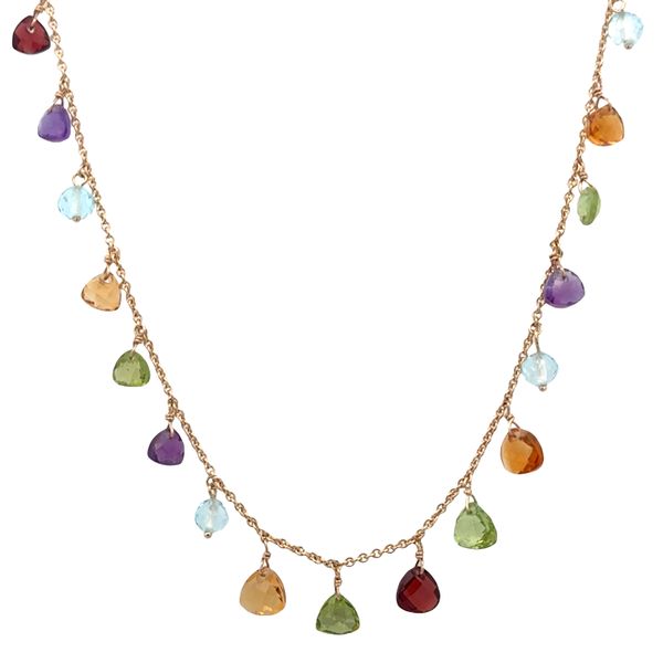 14k Yellow Gold Multi-Gemstone Briolette Necklace – 16