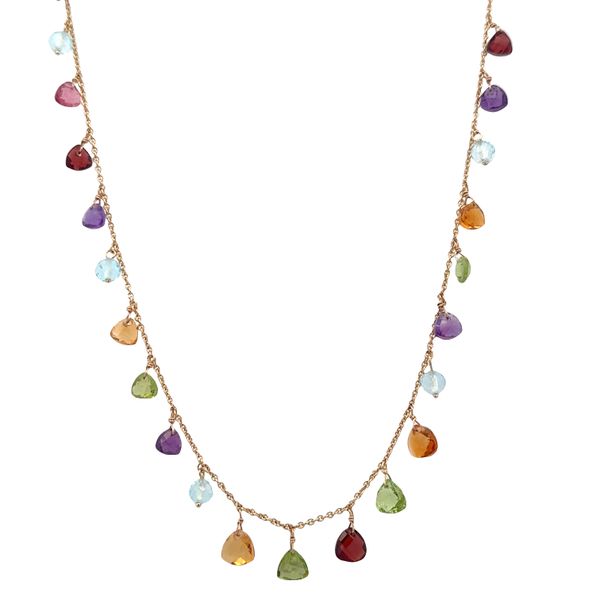 14k Yellow Gold Multi-Gemstone Briolette Necklace – 16