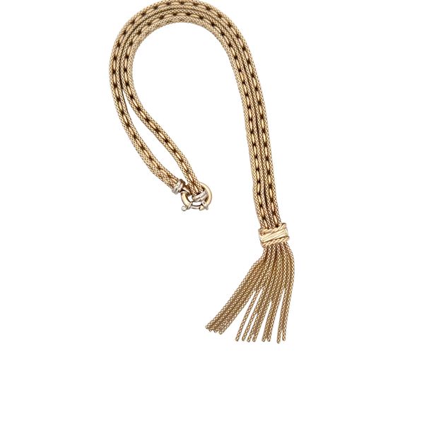 14k Yellow Gold 0.66 CT Sapphire Cabochon Tassel Necklace – 18