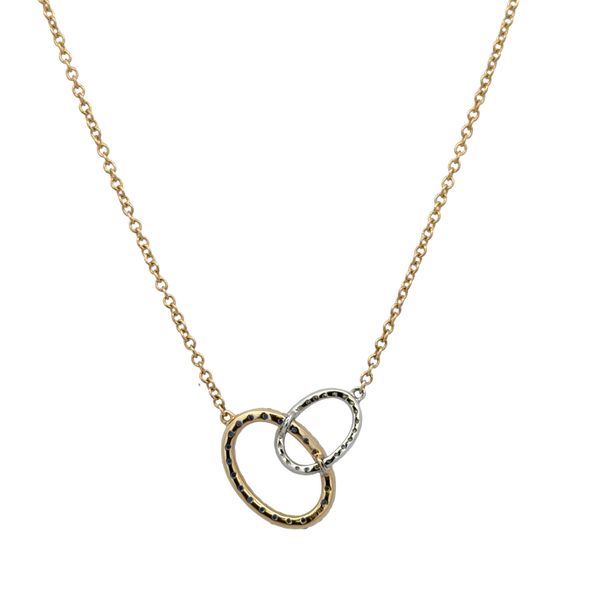 14k Yellow & White Gold Interlocking Oval Sapphire & Diamond Necklace – Adjustable 18