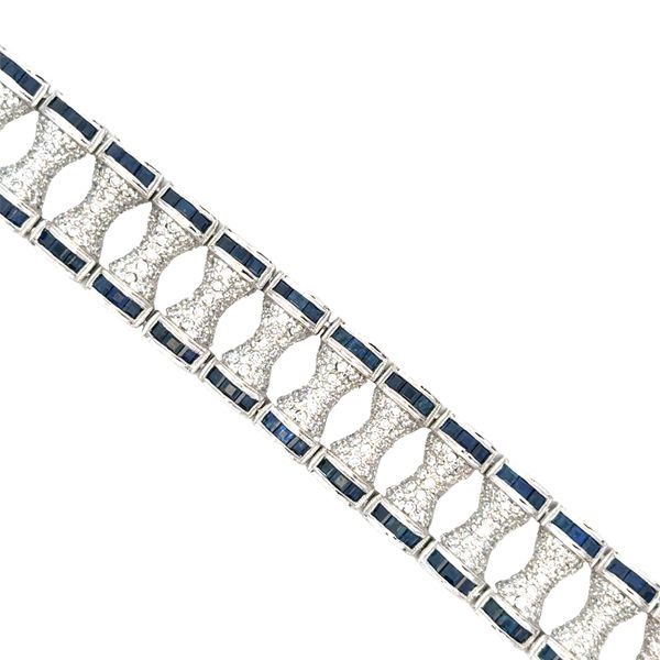 Antique Art Deco 18k White Gold Diamond and Sapphire Bracelet — Circa 1920s Image 3 Perry's Diamonds & Estate Jewelry Charlotte, NC