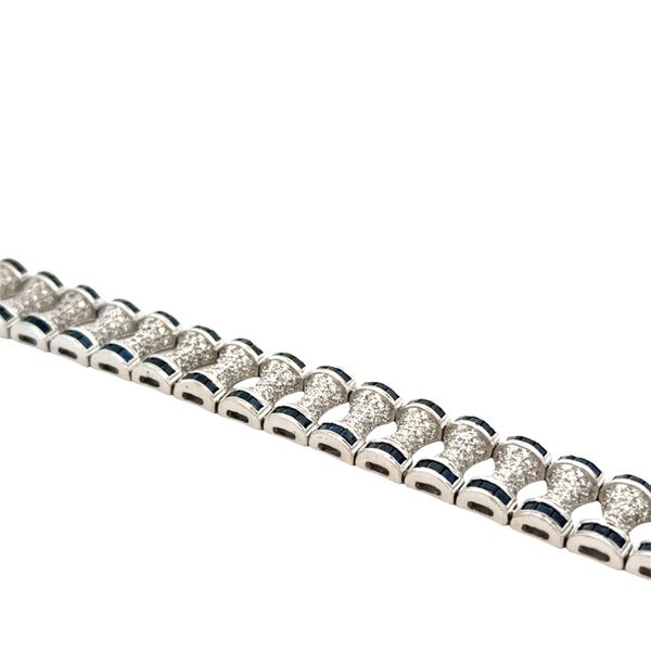 Antique Art Deco 18k White Gold Diamond and Sapphire Bracelet — Circa 1920s Image 4 Perry's Diamonds & Estate Jewelry Charlotte, NC
