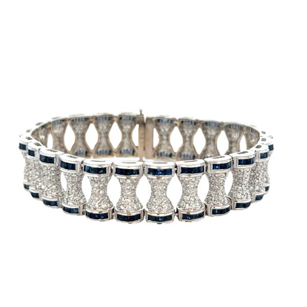 Antique Art Deco 18k White Gold Diamond and Sapphire Bracelet — Circa 1920s Perry's Diamonds & Estate Jewelry Charlotte, NC
