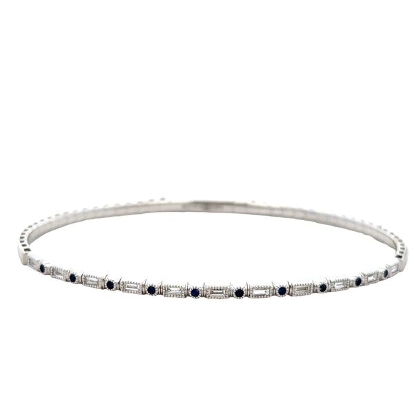 14k White Gold Sapphire and Diamond Bangle Bracelet Perry's Diamonds & Estate Jewelry Charlotte, NC