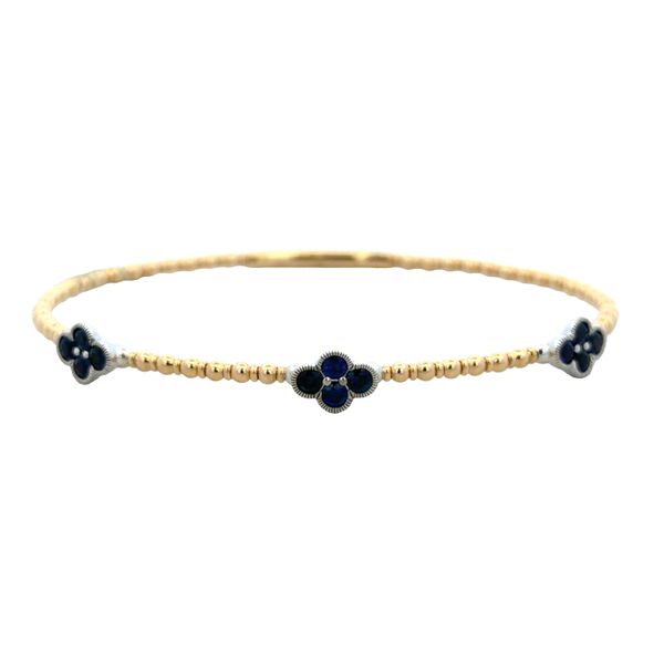 14k Gold 0.87 CT Blue Sapphire Quatrefoil Flexible Bracelet – 6.75