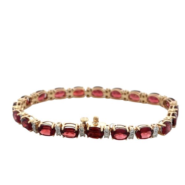 14k Yellow Gold Garnet & Diamond Bracelet – 7