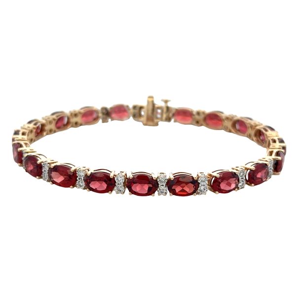 14k Yellow Gold Garnet & Diamond Bracelet – 7