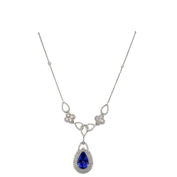 14k White Gold Tanzanite & Diamond Y-Style Necklace – 16