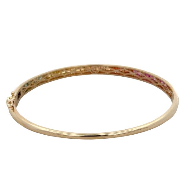 14k Yellow Gold Multicolor Sapphire & Diamond Hinged Bangle – 4.3mm Image 2 Perry's Diamonds & Estate Jewelry Charlotte, NC