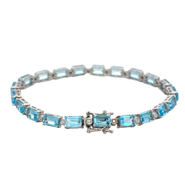 14k White Gold Blue Topaz & Diamond Bracelet – 7