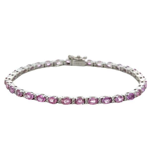 14k White Gold Pink Sapphire & Diamond Bracelet – 7
