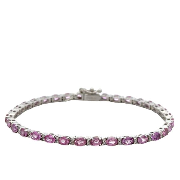 14k White Gold Pink Sapphire & Diamond Bracelet – 7
