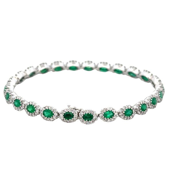 18k White Gold Emerald & Diamond Bracelet – 6 7/8