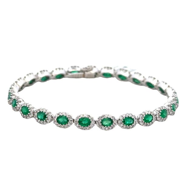 18k White Gold Emerald & Diamond Bracelet – 6 7/8