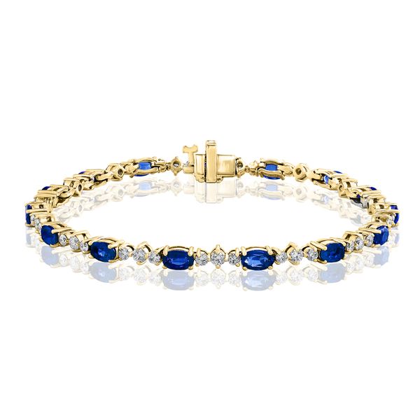 14k Yellow Gold 4.02 CT Blue Sapphire & 1.57 CT Diamond Bracelet – 7