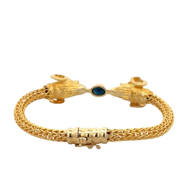 18k Yellow Gold Sapphire, Ruby & Diamond Ram's Head Bracelet – 7.75