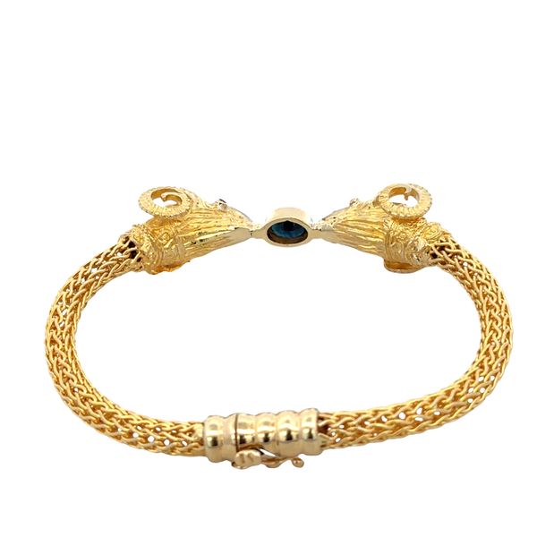 18k Yellow Gold Sapphire, Ruby & Diamond Ram's Head Bracelet – 7.75