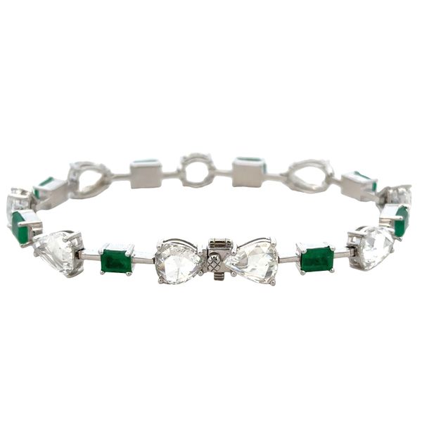 18k White Gold Emerald & Multi Shape Diamond Bracelet – 7 Inches Image 2 Perry's Diamonds & Estate Jewelry Charlotte, NC