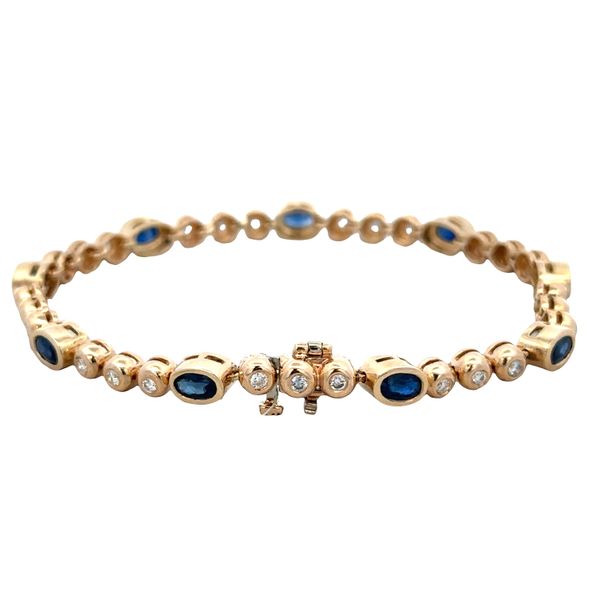 14k Yellow Gold Sapphire & Diamond Bezel Set Bracelet – 7