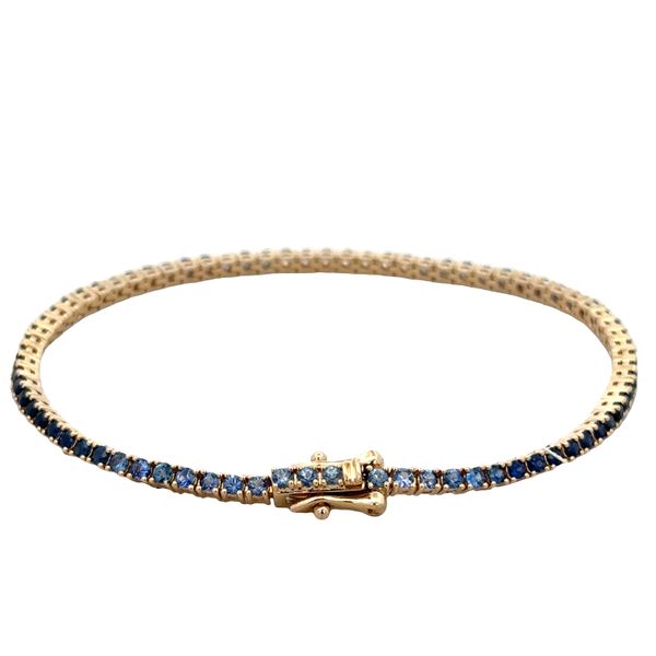14k Yellow Gold Blue & White Sapphire Gradient Bracelet – 7