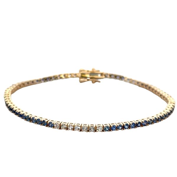 14k Yellow Gold Blue & White Sapphire Gradient Bracelet – 7
