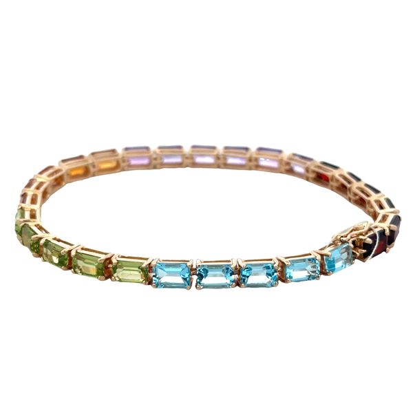 14k Yellow Gold Multi-Gemstone Rainbow Bracelet – 7.25