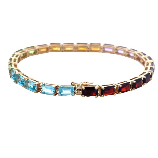 14k Yellow Gold Multi-Gemstone Rainbow Bracelet – 7.25