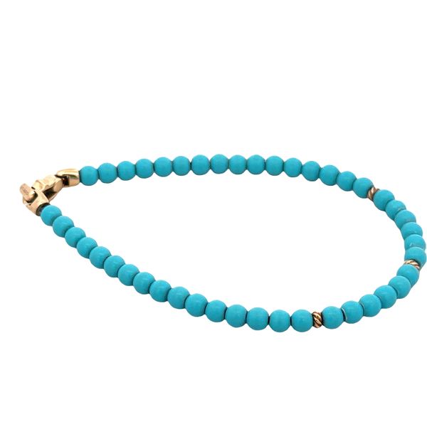 Estate David Yurman Spiritual Beads Turquoise & 18k Yellow Gold Bracelet – 7
