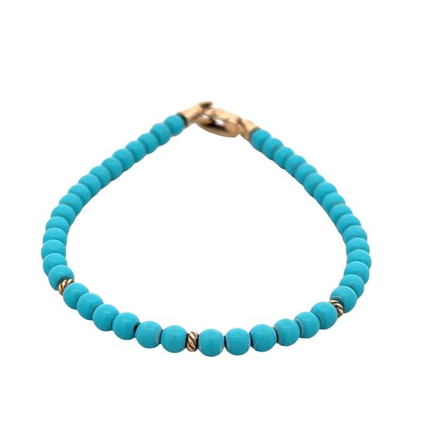 Estate David Yurman Spiritual Beads Turquoise & 18k Yellow Gold Bracelet – 7
